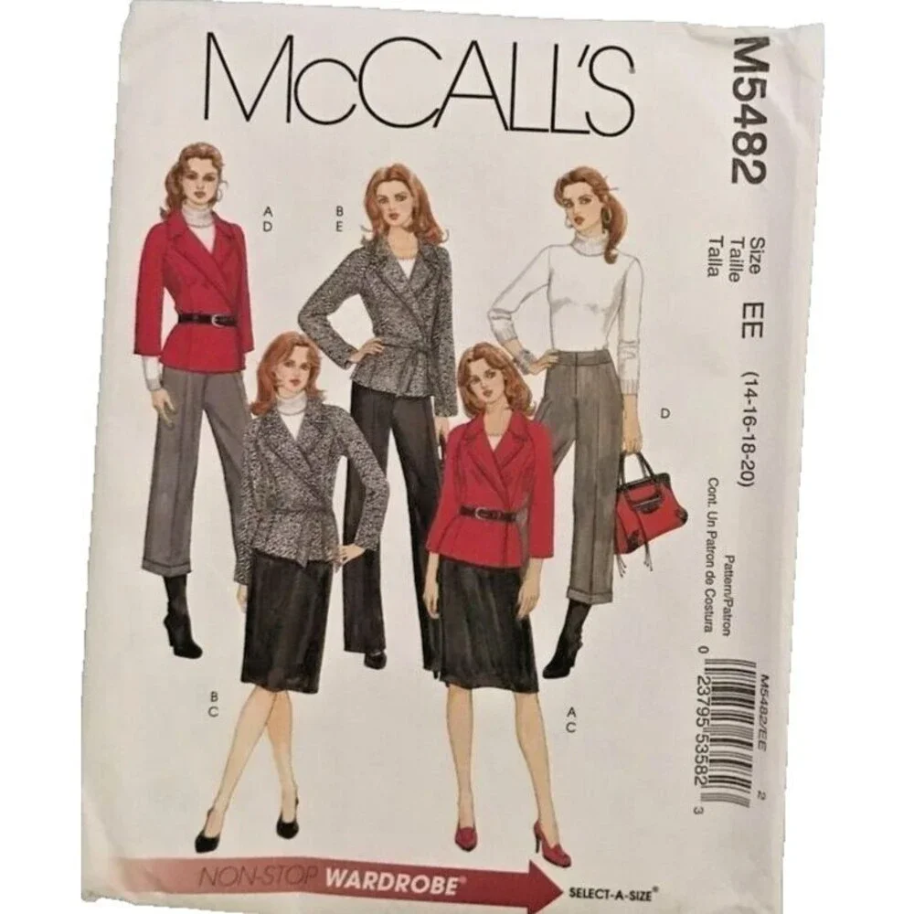 #M5482 McCalls  jacket pants skirt separates sewing pattern size 14-20